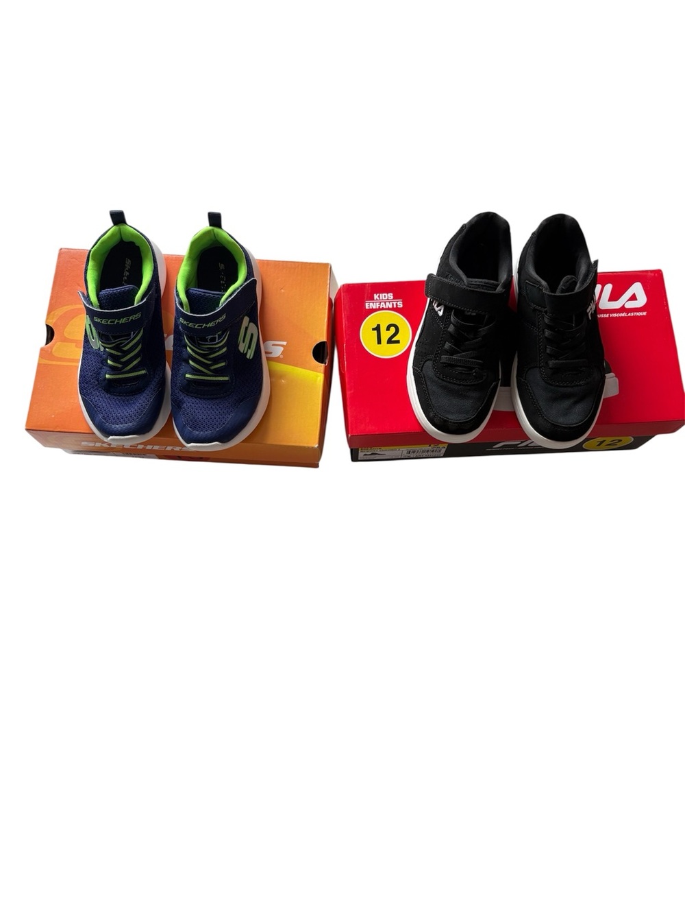 Skechers Kids Navy, Lime Green and Black Fila Sneakers Bundle